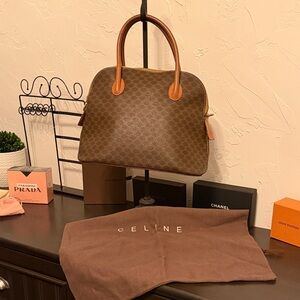 Celine Elegant Brown and Tan Satchel